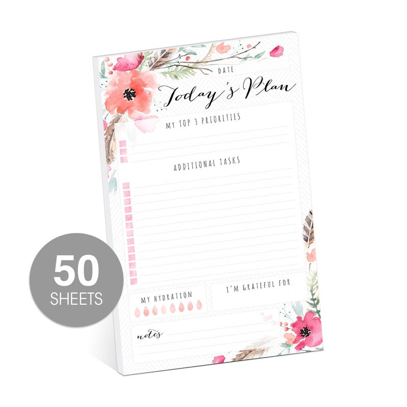 Canopy Street Boho Spirit Sticky Note Daily to-Do Planner / 50 Sticky Pages for Daily Tasks/Floral Note Scheduling / 6" x 10" Planner - Image 5